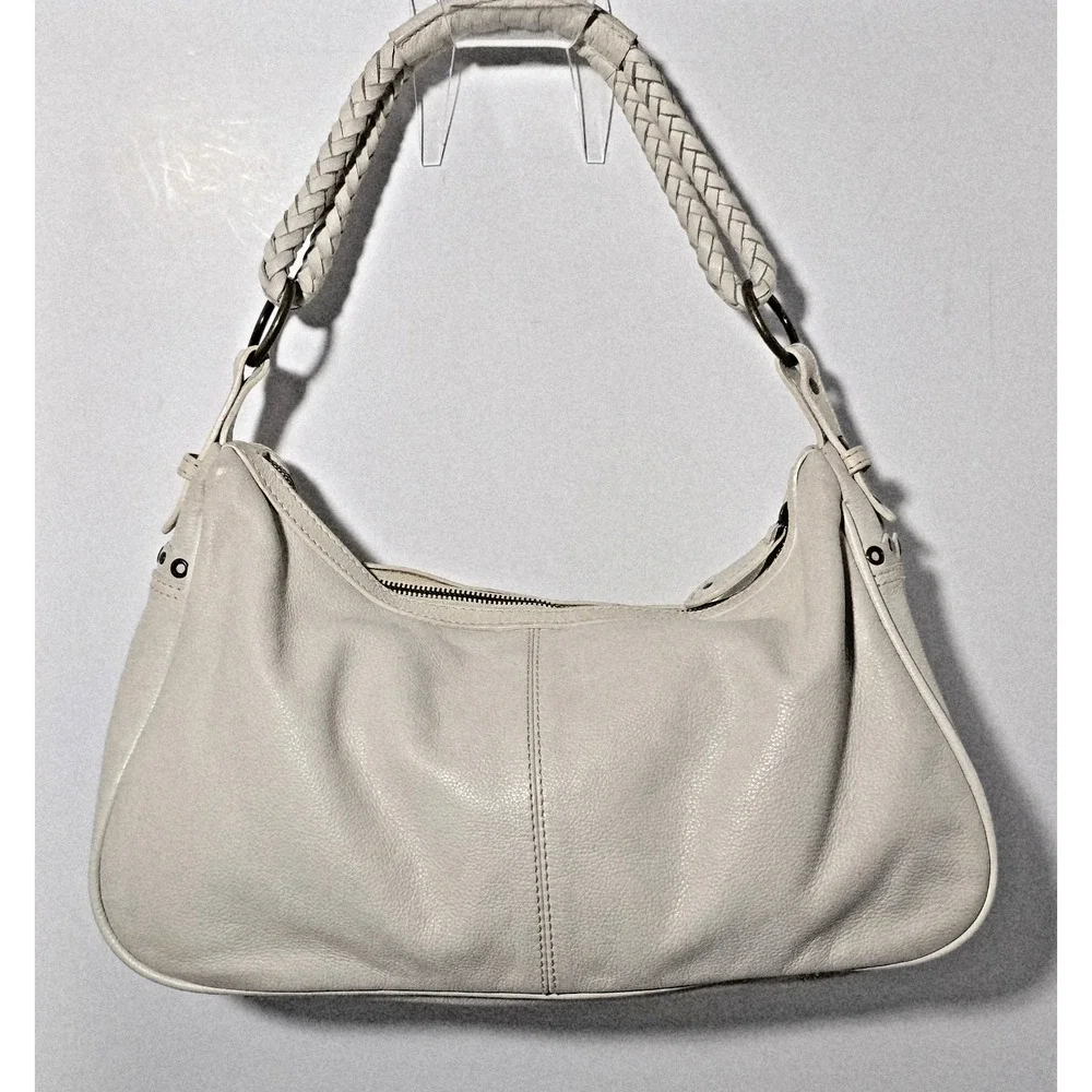 Wilsons Leather Hobo/Shoulder Bag Bronze Studs with Tassels Cream Purse Handbag